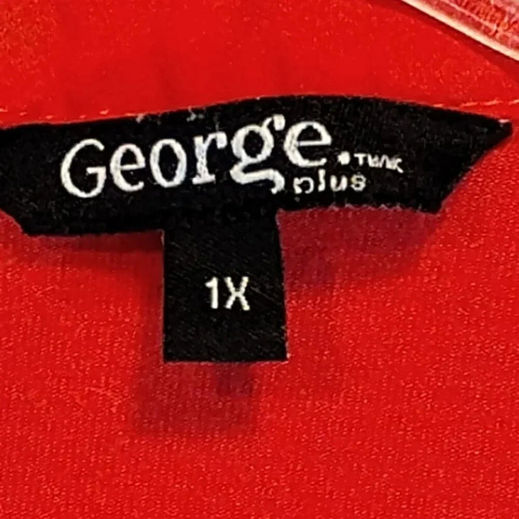 Women's George Plus Hot Salmon Sleeveless V-Neck Semi-Button Blouse in Size 1X - Picture 2 of 9